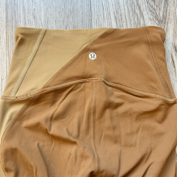Lululemon Nulu Colour Block High-Rise Tight 25" Copper Brown/Bold Beige Size 2 - Picture 4 of 8